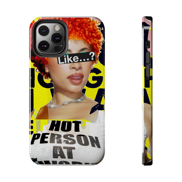 Ice Spice - Like...? - Tough Phone Cases, Case-Mate, Ice Spice, Fan Art, Hip Hop, Rap, Pop Art, Pop Culture, Modern, Yellow, Orange, Black.