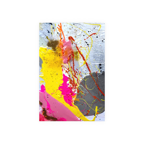 Freaking In Stereo - Abstract - Archival Poster 230gsm, Abstract Wall Art, Chic Modern Wall Decor, Sleek & Stylish Abstract Print, Contemporary Art Print, Yellow, Pink, Grey, White.