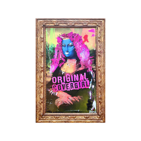 Mona Lisa 4 - Original Covergirl - Satin Poster 210gsm, Modern, Trendy Pop Art Poster, Pop Culture, Unique, Fun Mona Lisa Inspired Art Quotes, Gold.
