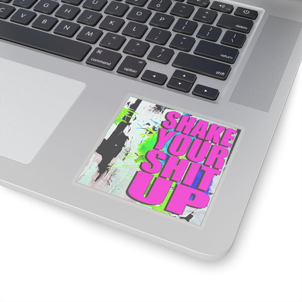 Shake Your Shit Up Kiss-Cut Stickers, Modern, Trendy Pop Art Sticker, Pop Culture, Pink, Green, Abstract Art, Quotes, Mottos.