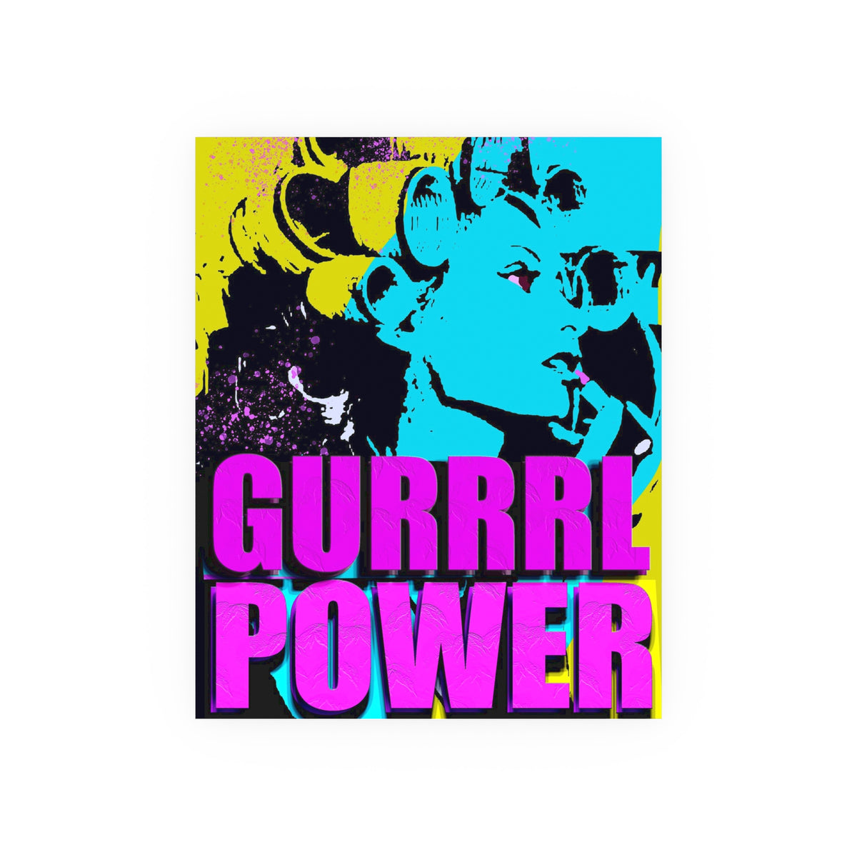 Gurrl Power  - Archival Matte Poster (230gsm),  Modern, Trendy Pop Art Poster, Pop Culture, Pink, Blue, Quotes, Mottos, Cool, Fun Sayings.