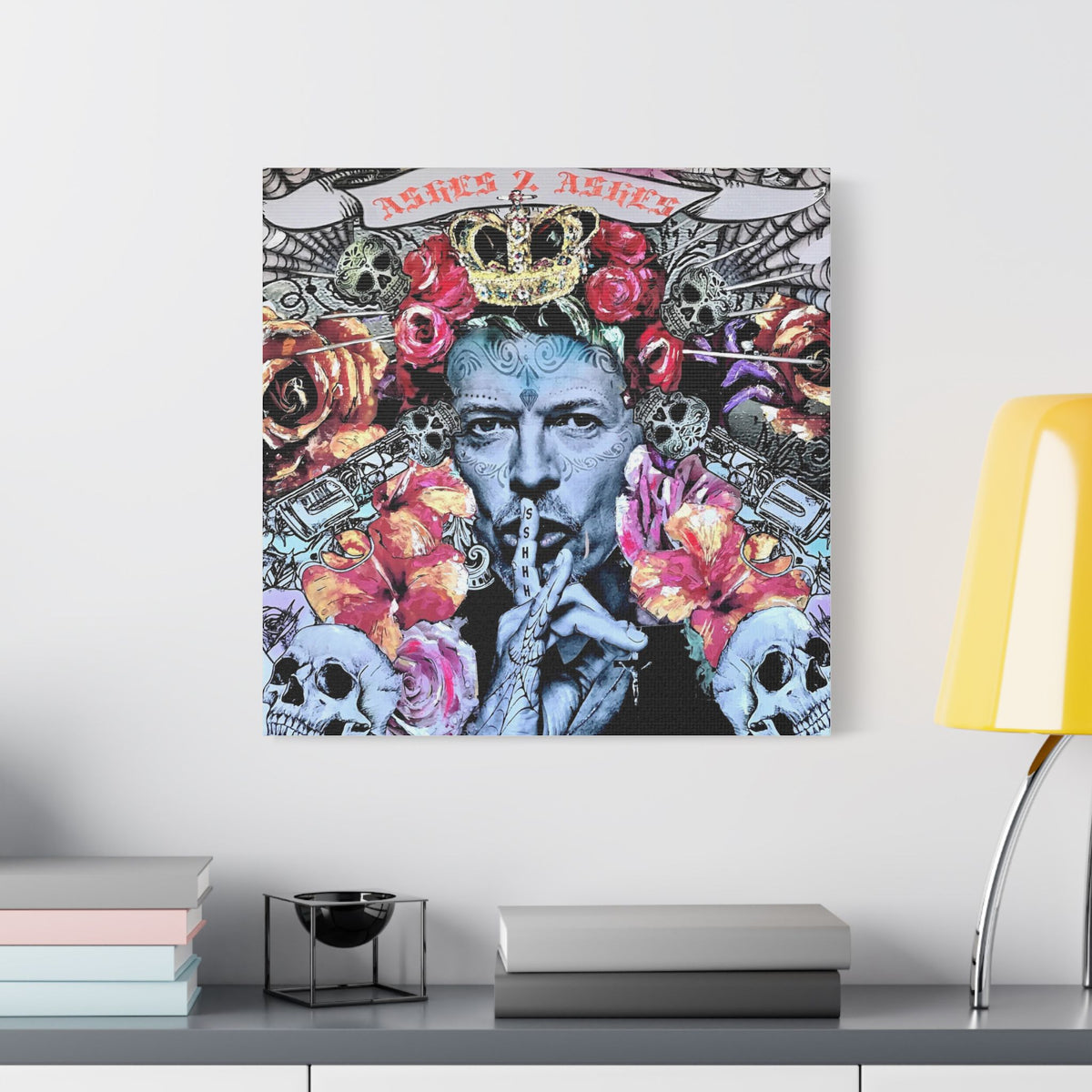 David Bowie - Ashes 2 Ashes - Canvas Gallery Wrap, Pop Culture, Wall Art, Fan Art, Music, Glam Rock Legend Iconic Pop Rock Artist, Inspirational Legend.