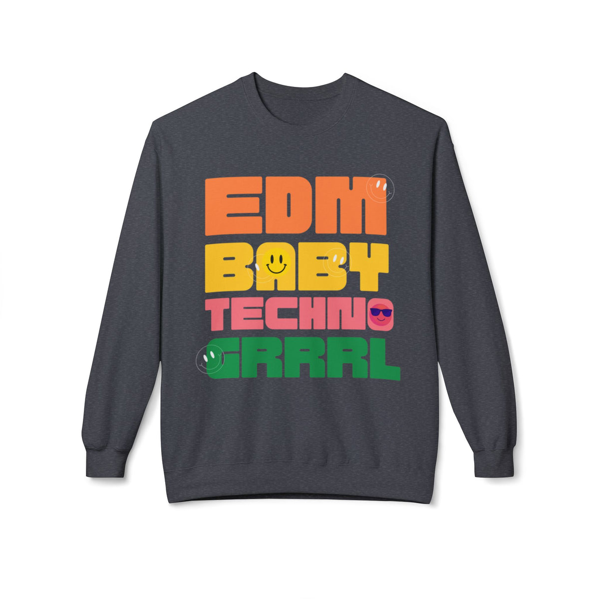 EDM Baby Techno Grrrl Fleece Crewneck Sweatshirt for Music Lovers