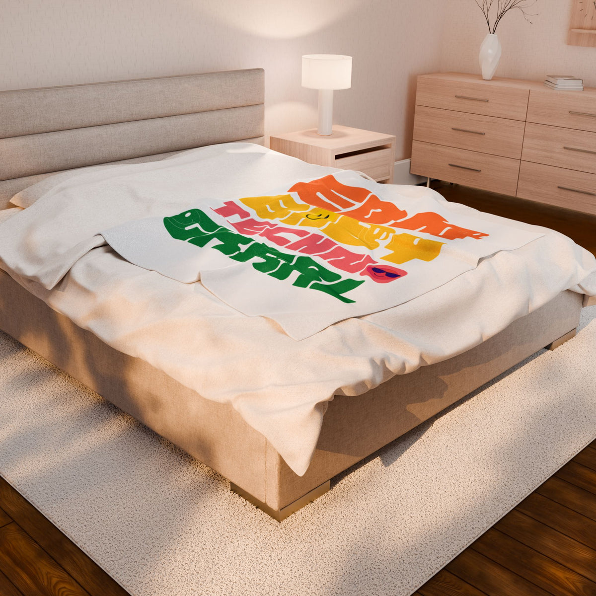 EDM Baby Techno Grrrl Velveteen Plush Blanket - Colorful and Cozy Throw for Music Lovers