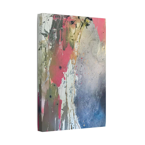 DROPS OF JUPITER Abstract Color Splash Canvas Print — Modern Pink & Blue Stretched Wall Art