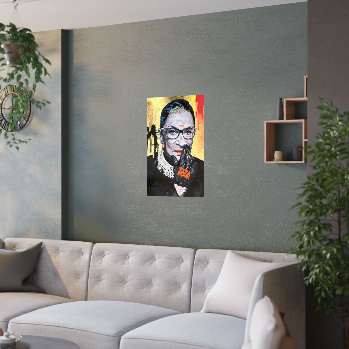Ruth Bader Ginsberg - I Am Supreme - Satin Poster (210gsm) Pop Culture, Wall Art, Supreme, Empowering, Trailblazer, Inspiring RBG Tribute Art, RGB Print, Chic Modern Wall Decor, Contemporary Icon. Legend. Gold, Red, Black,White.