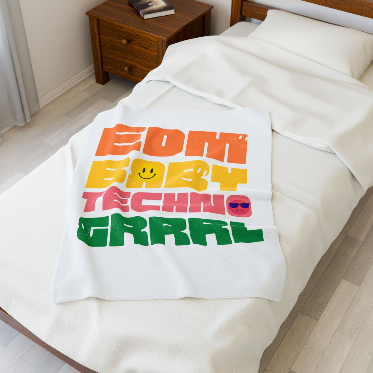 EDM Baby Techno Grrrl Velveteen Plush Blanket - Colorful and Cozy Throw for Music Lovers