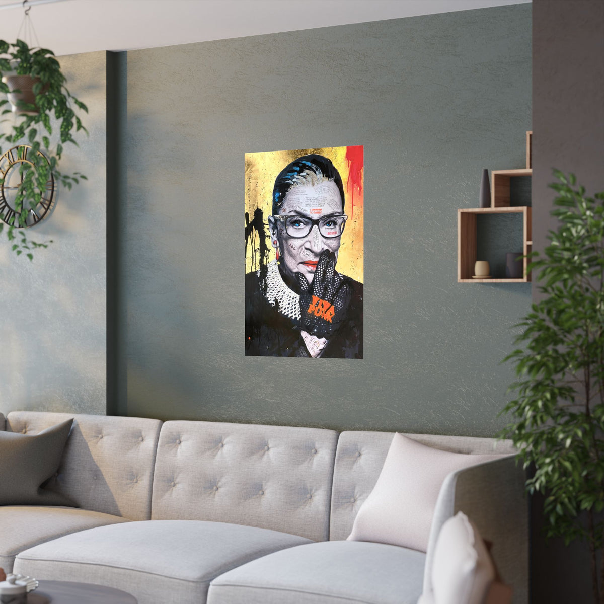 Ruth Bader Ginsberg - I Am Supreme - Satin Poster (210gsm) Pop Culture, Wall Art, Supreme, Empowering, Trailblazer, Inspiring RBG Tribute Art, RGB Print, Chic Modern Wall Decor, Contemporary Icon. Legend. Gold, Red, Black,White.
