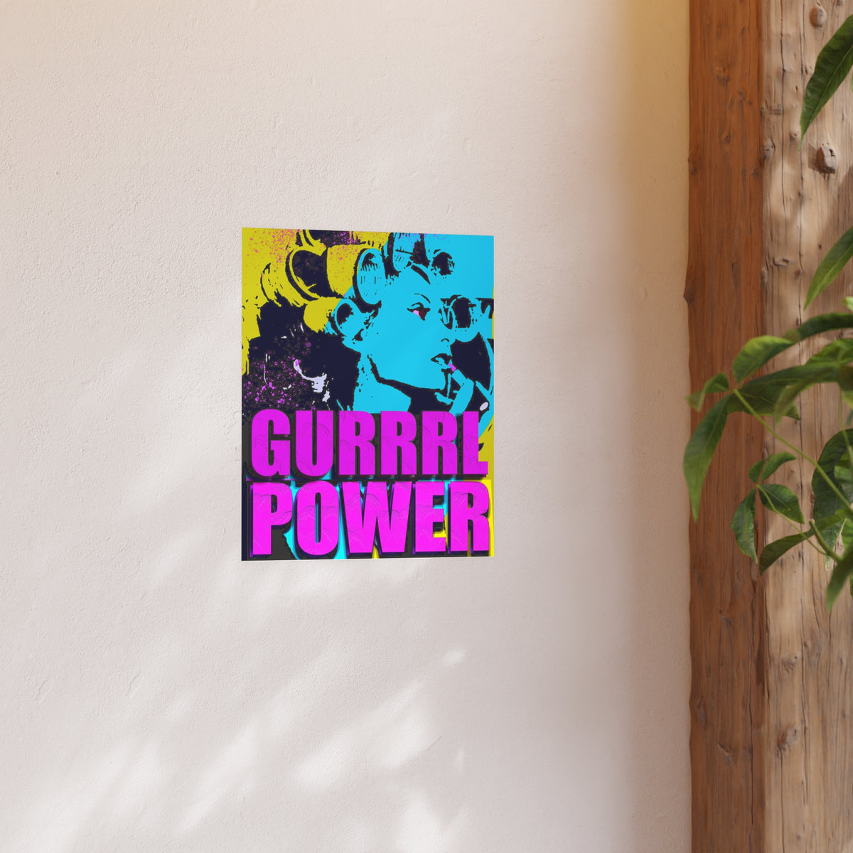 Gurrl Power  - Archival Matte Poster (230gsm),  Modern, Trendy Pop Art Poster, Pop Culture, Pink, Blue, Quotes, Mottos, Cool, Fun Sayings.