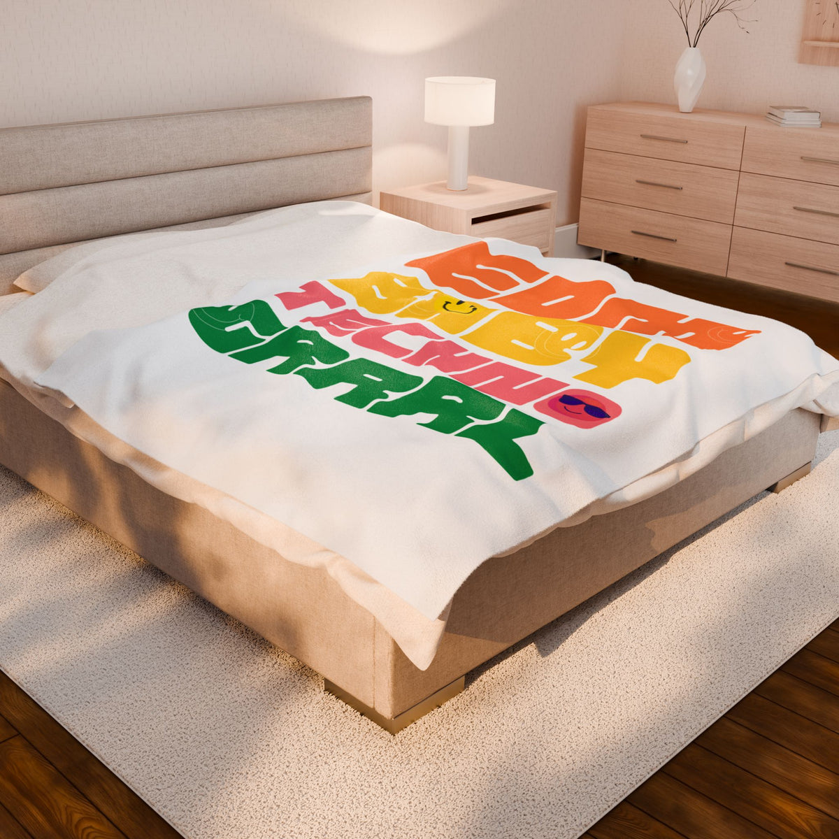 EDM Baby Techno Grrrl Velveteen Plush Blanket - Colorful and Cozy Throw for Music Lovers