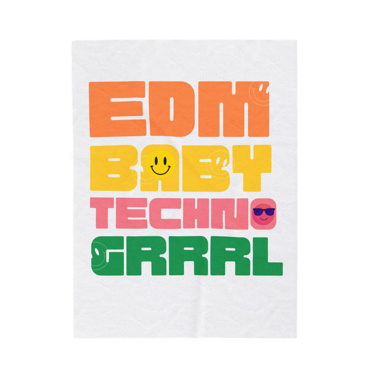 EDM Baby Techno Grrrl Velveteen Plush Blanket - Colorful and Cozy Throw for Music Lovers