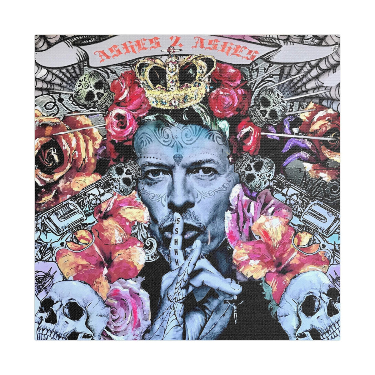 David Bowie - Ashes 2 Ashes - Canvas Gallery Wrap, Pop Culture, Wall Art, Fan Art, Music, Glam Rock Legend Iconic Pop Rock Artist, Inspirational Legend.
