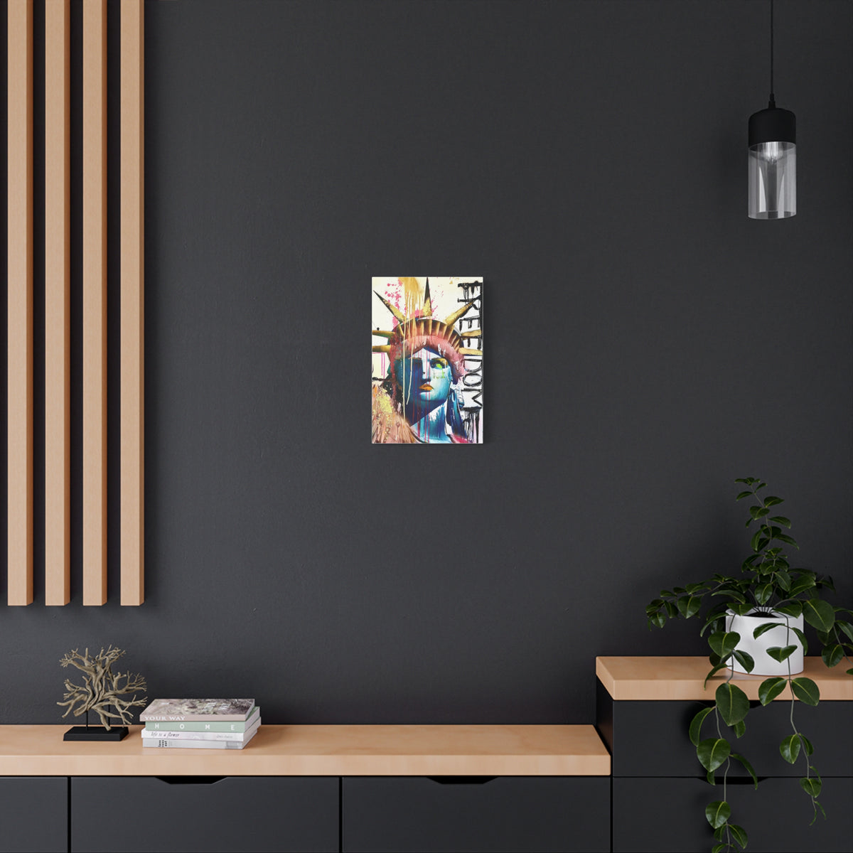 Lady Liberty - Shine On - Canvas Gallery Wrap, Pop Culture, Wall Art, Statue of Liberty, Freedom, Empowering, Chic Modern Wall Decor, Contemporary Icon. Legend. Gold, Pink, Black, White.