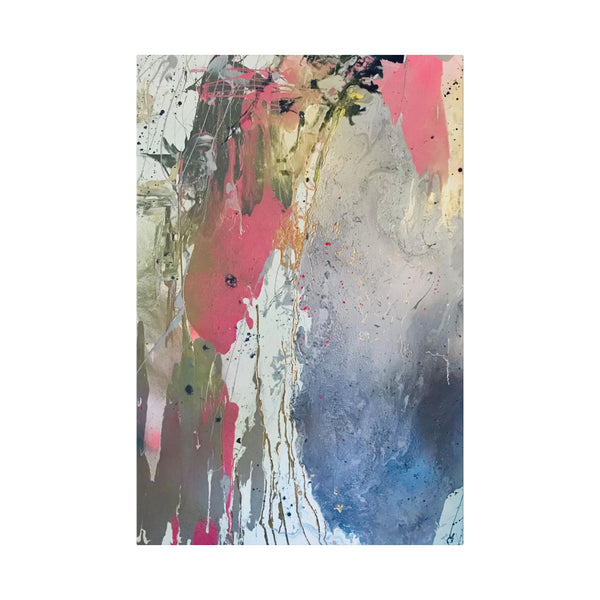 DROPS OF JUPITER Abstract Color Splash Canvas Print — Modern Pink & Blue Stretched Wall Art