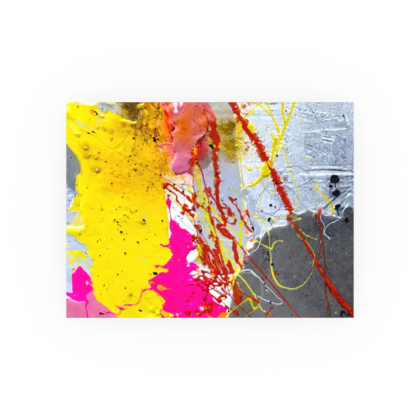 Freaking In Stereo - Abstract - Archival Poster 230gsm, Abstract Wall Art, Chic Modern Wall Decor, Sleek & Stylish Abstract Print, Contemporary Art Print, Yellow, Pink, Grey, White.