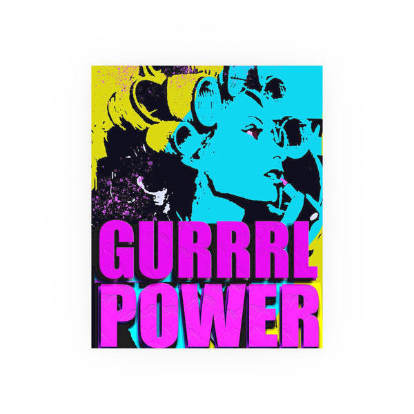 Gurrl Power  - Archival Matte Poster (230gsm),  Modern, Trendy Pop Art Poster, Pop Culture, Pink, Blue, Quotes, Mottos, Cool, Fun Sayings.