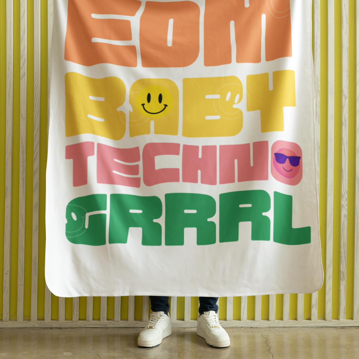 EDM Baby Techno Grrrl Velveteen Plush Blanket - Colorful and Cozy Throw for Music Lovers