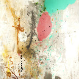 Viva La Difference, original abstract painting by Luciana Caporaso, cream turquoise coral and gold