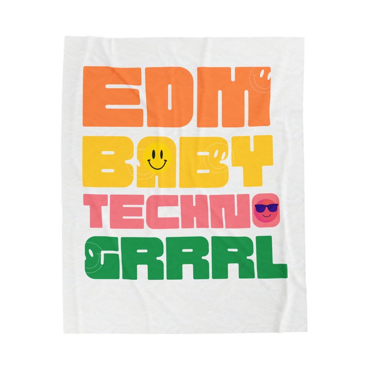 EDM Baby Techno Grrrl Velveteen Plush Blanket - Colorful and Cozy Throw for Music Lovers