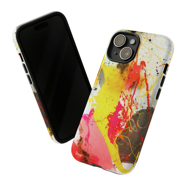 Abstract Phone Case, Stylish Phone Cover, Pink, Orange, Yellow, Black, White, Gold, Abstract Art Cover