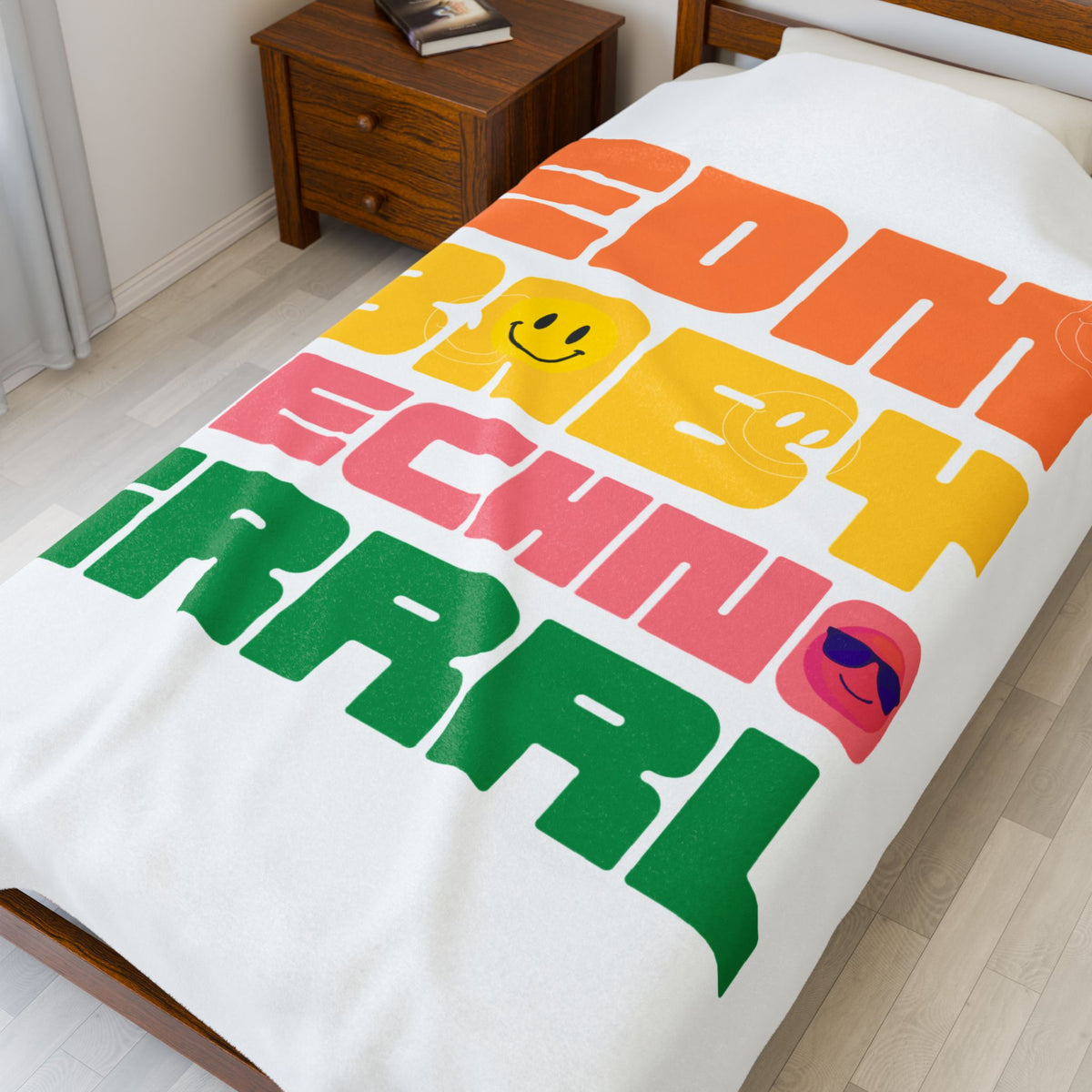 EDM Baby Techno Grrrl Velveteen Plush Blanket - Colorful and Cozy Throw for Music Lovers