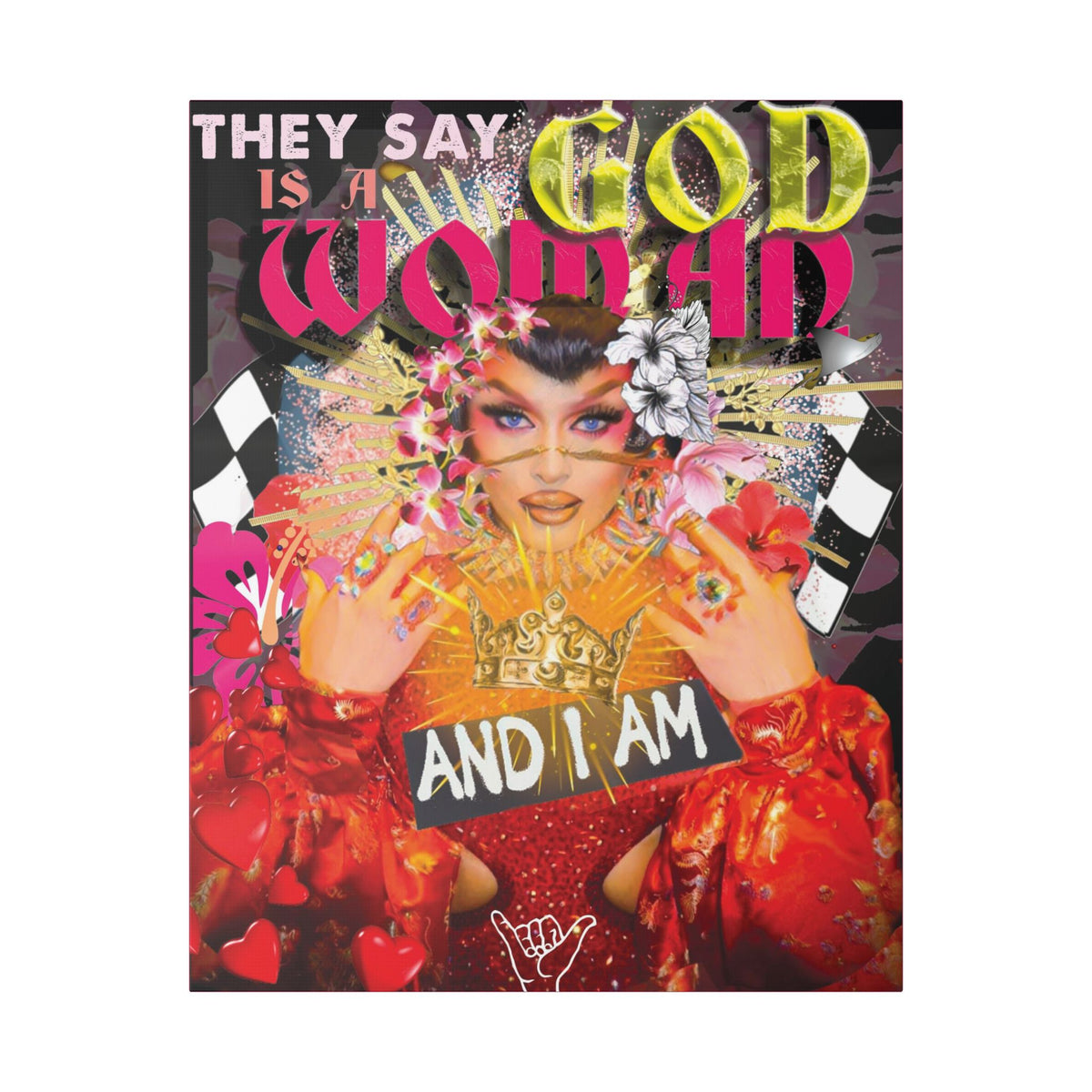 Sasha Colby - God Is A Woman - Canvas Gallery Wrap, Fan Art, Drag Queen, Drag Race, Pop Culture, Wall Art, Empowering, Chic Modern Wall Decor, Contemporary Icon.