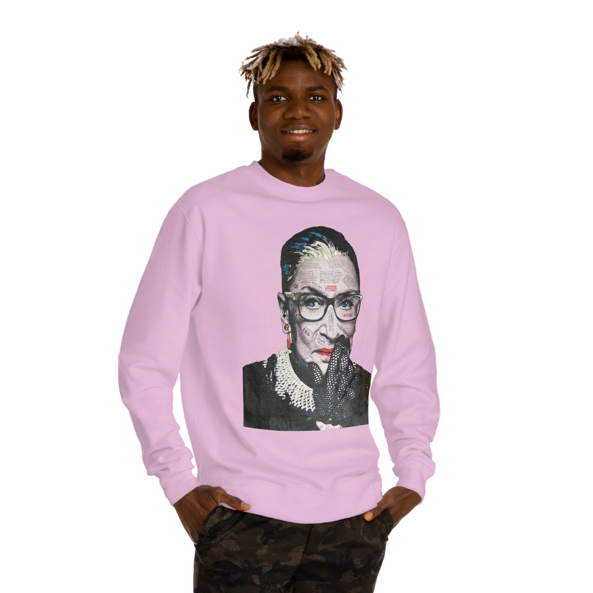 Ruth Bader Ginsberg -   I Am Supreme -  Unisex Premium Crewneck Sweatshirt, Fan Art T Shirt, Streetwear, Supreme, Empowering, Trailblazer, Inspiring RBG Tribute Art, Contemporary Icon. Legend.