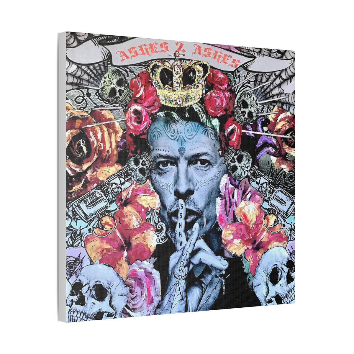 David Bowie - Ashes 2 Ashes - Canvas Gallery Wrap, Pop Culture, Wall Art, Fan Art, Music, Glam Rock Legend Iconic Pop Rock Artist, Inspirational Legend.