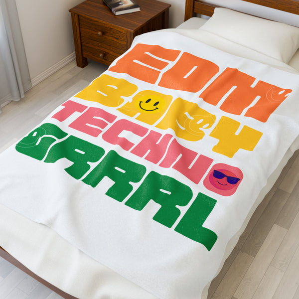 EDM Baby Techno Grrrl Velveteen Plush Blanket - Colorful and Cozy Throw for Music Lovers