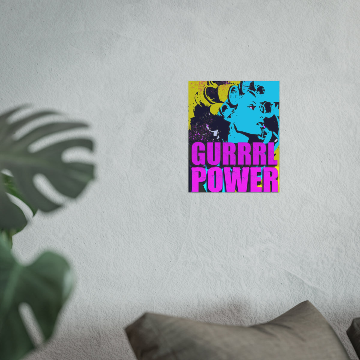 Gurrl Power  - Archival Matte Poster (230gsm),  Modern, Trendy Pop Art Poster, Pop Culture, Pink, Blue, Quotes, Mottos, Cool, Fun Sayings.