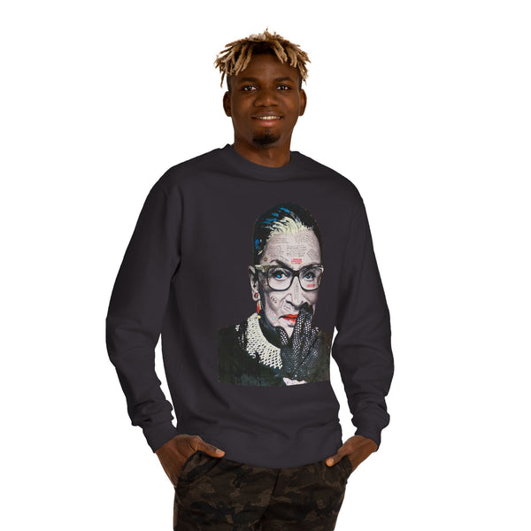 Ruth Bader Ginsberg -   I Am Supreme -  Unisex Premium Crewneck Sweatshirt, Fan Art T Shirt, Streetwear, Supreme, Empowering, Trailblazer, Inspiring RBG Tribute Art, Contemporary Icon. Legend.