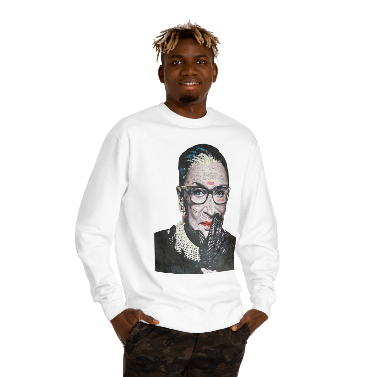 Ruth Bader Ginsberg -   I Am Supreme -  Unisex Premium Crewneck Sweatshirt, Fan Art T Shirt, Streetwear, Supreme, Empowering, Trailblazer, Inspiring RBG Tribute Art, Contemporary Icon. Legend.