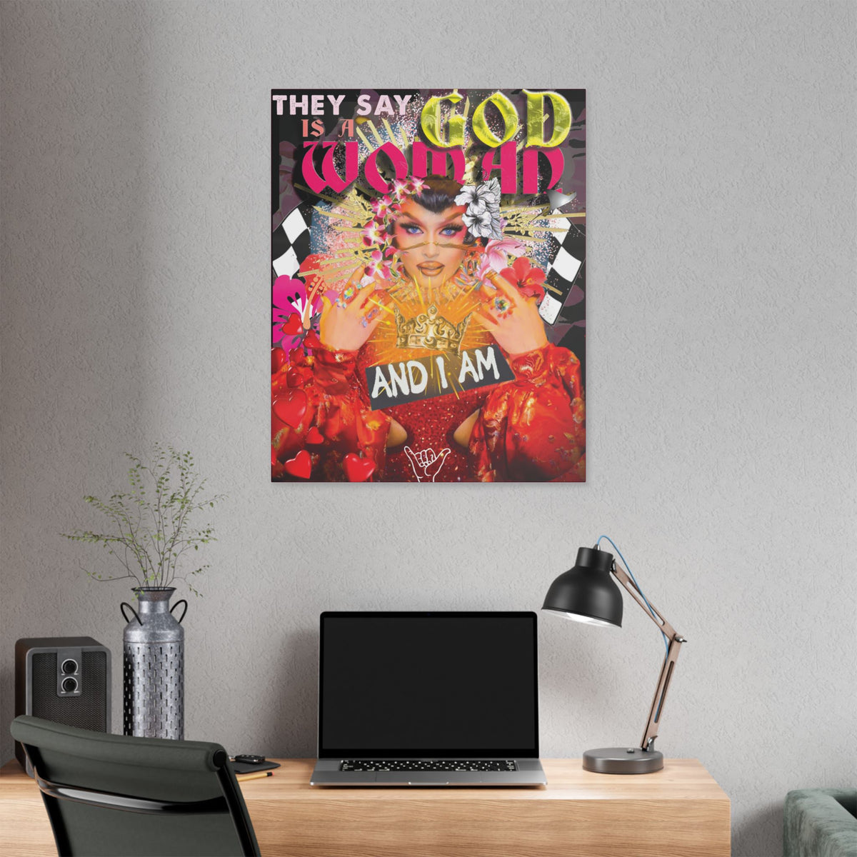 Sasha Colby - God Is A Woman - Canvas Gallery Wrap, Fan Art, Drag Queen, Drag Race, Pop Culture, Wall Art, Empowering, Chic Modern Wall Decor, Contemporary Icon.