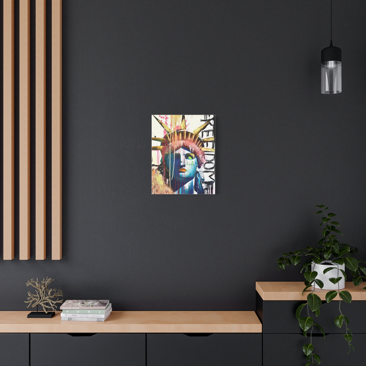 Lady Liberty - Shine On - Canvas Gallery Wrap, Pop Culture, Wall Art, Statue of Liberty, Freedom, Empowering, Chic Modern Wall Decor, Contemporary Icon. Legend. Gold, Pink, Black, White.