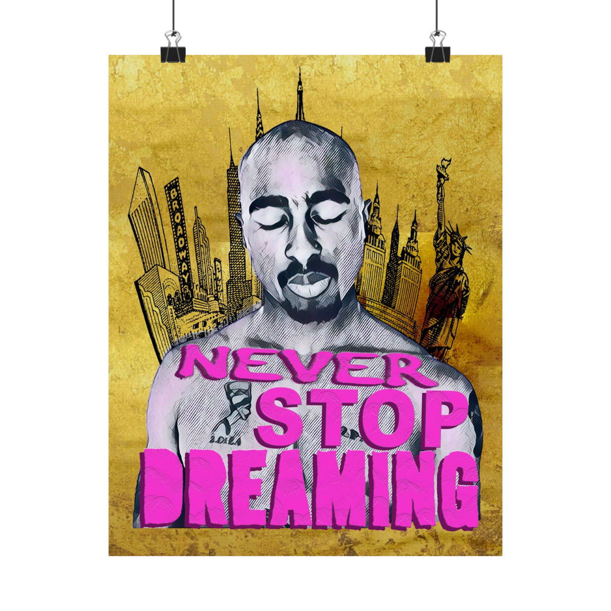 Never Stop Dreaming Satin Poster — Motivational Art Print