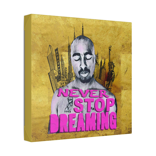 Never Stop Dreaming - Canvas Gallery Wrap, Pop Culture, Wall Art, Fan Art, Music, Hip Hop, Rap, 2Pac, Contemporary Icon, Inspirational Legend. Stylish Wall decor.